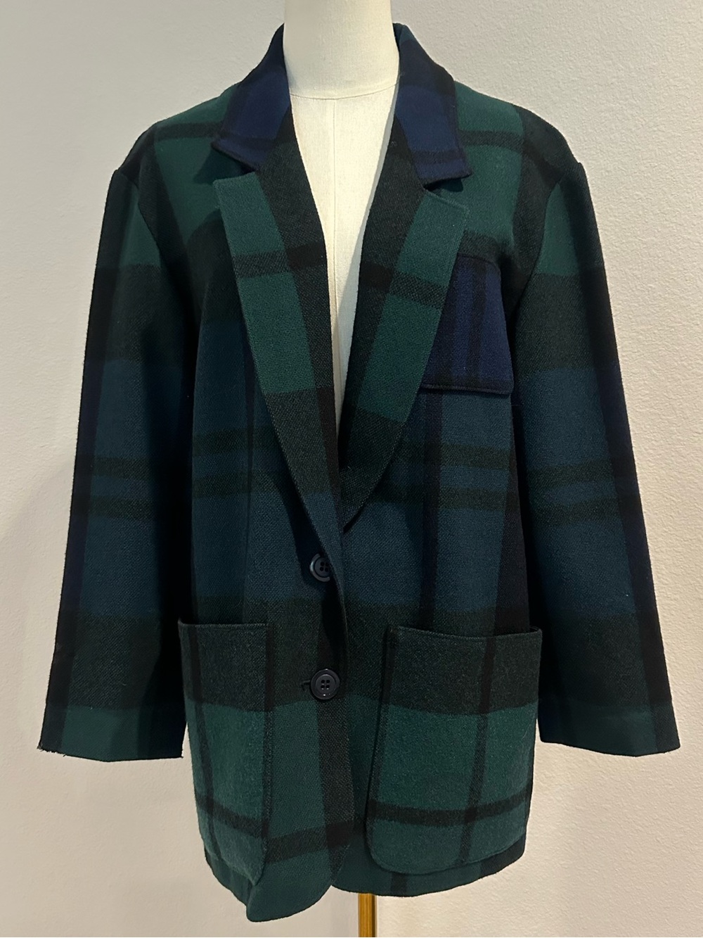 Vintage 100% virgin wool made in USA Pendleton Green & Navy Plaid Blazer 8